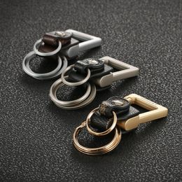 High-Grade Alloy Genuine Leather Men Key Chain Car Key Ring Bag Pendant Keychain For Business Holder Jewelry Best Gift