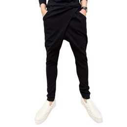 Asian Size M-XXL 2018 Brand Clothing Men's Harem Pants Side Pocket Drawstring Solid Black Sweatpants Homme