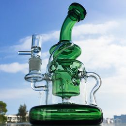 Wholesale Klein Recycler Glass Bong Tornado Recycler Dab Rig Showerhead Perc Water Pipe Heavy Base Fab Egg Oil Rigs WP308