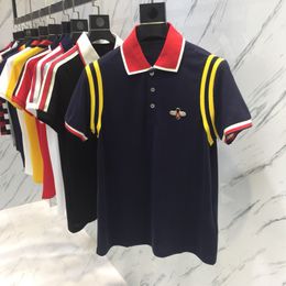 -2018 marca Polo Pure color Men Shirt bordado de la abeja de Los Hombres de Moda de Manga Corta Camisetas Buena Calidad Homme Camisa Polo