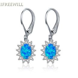 blue white opal drop earring for woman ifreewill flower 57mm gemstones product