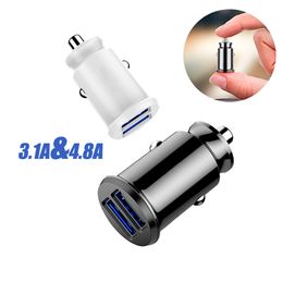 Mini Car Charger 4.8A fast charger 3.1A Dual USB Adapter charger with led light for ip smartphones