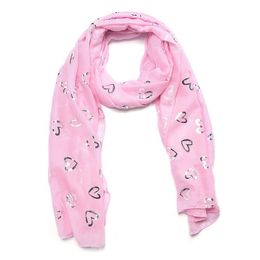 New Fashion Pink White Blue Colour Love Heart Pattern Foil Sliver Glitter Scarf Beach Shawl Woman Bronzing Scarf High Quality Scarves