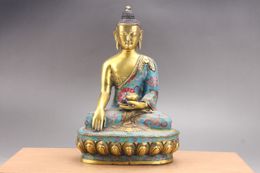 wedding light boxes UK - Collection Chinese Hand carving buddha cloisonne copper statue