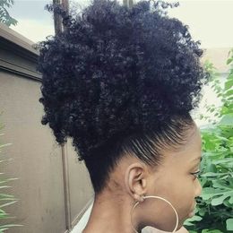 Hot style Afro Short Kinky Curly Ponytail Bun cheap hair 120g virgin human hair ponytail for black women