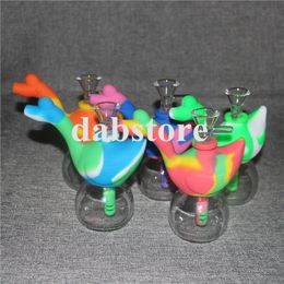 Newest Water swan Silicone Water Pipe With Galss Bowl Flexible Smoking Pipe Concentrate Glass Bong Tobacco Water Pipe