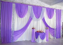 2018 New Design Romantic 3M*6M Colourful Ice Silk Wedding Backdrop Curtain 1PCS A Lot With Free Shipping