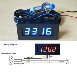 Freeshipping Digital blue LED Punch Tachometer RPM Speed Panel Meter 5-9999RPM Tacho Gauge + Hall Proximity Switch Sensor 12V 8-15v