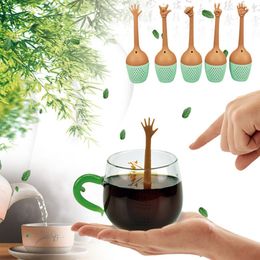 Funny Hand Gestures Tea Infuser Black Tea Strainer FDA Grade Silicone Loose Leaf Herbal Spice Holder Tea Brewing Tools