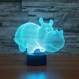 Rhinoceros 3D illusion Night Light 7 Color Change LED Table Desk Lamp Gifts 2018 #R87