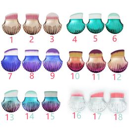 18styles Shell Makeup Brushes Cosmetic Foundation Powder Blush Concealer Sea-maid Scale Brush fast free ship 50