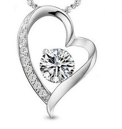 DHL Austrian Crystal Diamonds Love Heart Pendant Statement Necklace Rhinestone Fashion Class Women Girls Lady Elements Jewelry