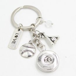 New Arrival DIY Interchangeable 18mm Snap Jewelry Snap Key Chain Love Baseball Key Chain Bag Charm Snaps Key Ring for Sport Fans Gifts