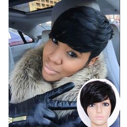 New Arrival Black color Hot Short Straight Synthetic Wig Side Bang Wigs Full Wig for Black Woman