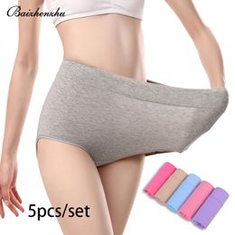 Baizhenzhu combination of cotton ladies underwear soft and comfortable high waist panties women plus size