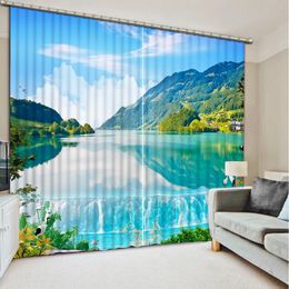 window curtains Lake Crane Landscape valance for living room blackout curtain for the bedroom