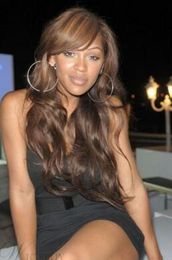 Meagan Good High Quality Long Wavy Natural Light Brown Capless Synthetic Wig