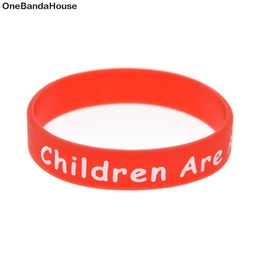 100PCS Slogan Silicone Rubber Bracelet Kids Size Children are Awesome Creative Kind Our Future Smart Unique