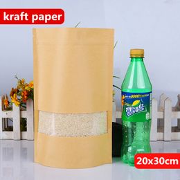 20x30cm Stand Kraft Paper Aluminium Foil Laminating Reusable Food Packaging Bags Baking Snacks Candy Tea Heat Sealing Zip Lock Package Pouch