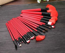 O.TWO.O Brand Sexy Red Colour 24pcs/lot Makeup Brushes Set Cosmetics Brush Set Beauty Tools Eye Primer Brush Powder Blush Brush