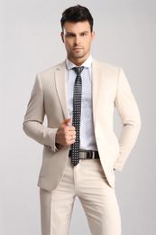 Tailor Made Beige Men Suits Business Suits Wedding Suits Groom Prom Jacket Men Custom Tuxedo Terno Blazer Masculino 2 Pieces (Jacket+Pants)