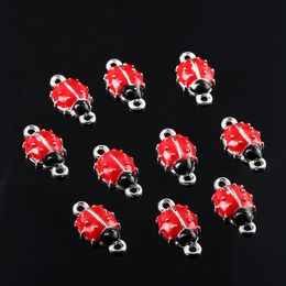 Holiday Gift design Handiwork Black Red Enamel Ladybird Charm for DIY Jewellery 200PCS Wholesale