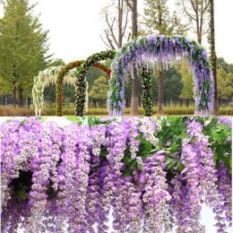 party decoration bushy Artificial ivy flowers with leaf Silk Wisteria Vine flower Rattan for Wedding Centerpieces Bouquet Garland Home