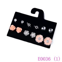 3 set Elegant Jewelry Stud Earrings Set Black Orange Yellow Resin Flower Earrings Crystal Heart ear stud Women E0036