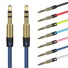 Color Grind Metal head 3.5mm copper core audio cable 3.5mm male to male AUX audio cable for MP3 television telephone cheap 700pcs/lot
