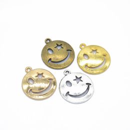 BULK 300 PCS happy Smiley Face star Charm Pendants for Jewelry Making DIY Handmade Craft Charm 22mm