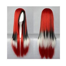 black & white & red Mixed Long Straight Anime Cosplay Wig Synthetic Wig