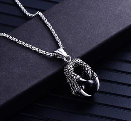 hot Europe and the United States titanium steel male necklace claw set gemstone Jewellery fashion stainless steel Jewellery pendant fashion popu