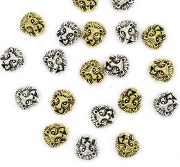 60pcs/lot alloy Leone Lion head Beads Spacer Beads Charms Sliver Plated Gold Plated for Jewellery DIY Making 11x12mm