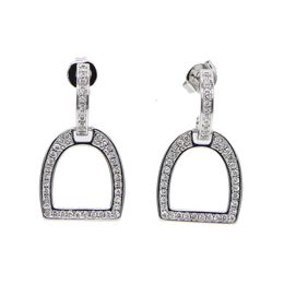 2018 NEW Fashion factory wholesale horse lover equestrian Jewellery full micro pave cubic zirconia Personalised iron stirrup dangle earring