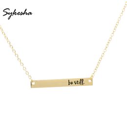 2018 Religious Bible Verse Christian Belief Jewelry Fashion Be Still Bar Pendant Necklace Inspirational Gift for Women Men