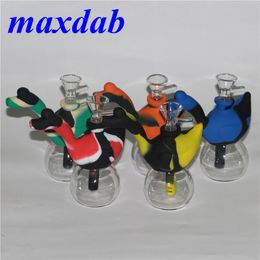 Swan Silicone bong Water Pipe Glass Bongs Oil Rigs Glass Bong Silicone Recycler Oil Rigs for Smoking Pipes
