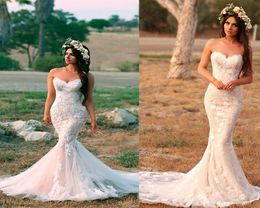 Nuovo arrivo abiti da sposa a sirena designer sweetheart fishtail appliques abiti da sposa vintage boho per le donne 2018