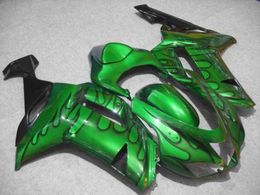 Black Flames Green Fairing body kit for KAWASAKI Ninja ZX6R 07 08 ZX-6R Bodywork ZX 6R 2007 2008 6R 636 Fairings set+gifts