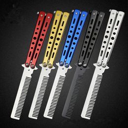 Fashion Hot Delicate Pro Salon Tool Stainless Steel Folding Training Butterfly Practice Style Knife Comb LX3204