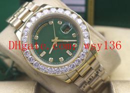 Luxury DAY-DATE 18k Yellow Gold Men's Casual Watch 118238 Green Dial Big Diamond Bezel Mechanical Automatic Movement Mens Wristwatches