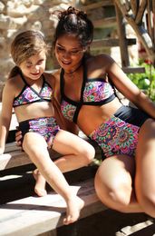 Family Matching Outfits Mother And Daughter Summer Swimsuit Kids Parent Colorful Floral Swimwear Baby Girls Clothes