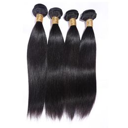Elibess Brand-100% Human Silk straight wave Hair Bundles Double Weft Unprocessed Virgin Hair Extension, 3 pcs Lot