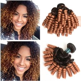 Medium Auburn Ombre Peruvian Romance Curls Human Hair Bundles Aunty Funmi #1B/30 Reddish Brown Ombre Human Hair Weaves 3Pcs Bundle Deals