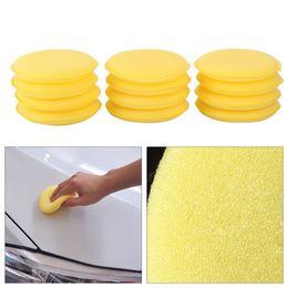 Wholesale 10CM Yellow Waxing Polish Wax Foam Sponge Applicator Pads Cars Vehicle Glass Clean 12pcs/lot