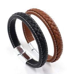 Fashion Simple Black Brown Colour Leather Charm Bracelets Punk Retro Bangle For Men Women Decor Jewellery