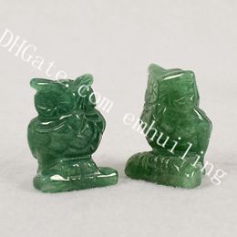 10Pcs 1.5" 2.0" Natural Quartz Crystal Green Aventurine Owl Specimen Hand Carved Gemstone Bird Figurine Stone Animal Totem Statue Sculpture