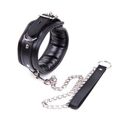 Leather Collars BDSM Chastity Neck Collar,Fetish Choker Bondage Restraint Erotic Posture Collar,Sex Toys For Couple Y18100802