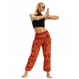 Fashion Orange Belly Dance Pants Long Floral Loose Big Size Women Dance Wear Gypsy Tribal harem pant yoga pants Sexy Costume Elastic