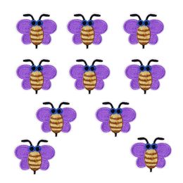 10pcs lavender Bees patches insect badges for clothing iron embroidered patch applique iron on patches sewing accessories DIY