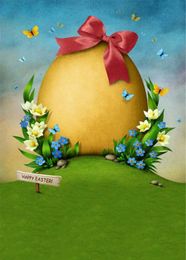 Happy Easter Photography Backdrops Vinyl Printed Big Egg Green Grassland Baby Newborn Photo Shoot Props Spring Background for Studio